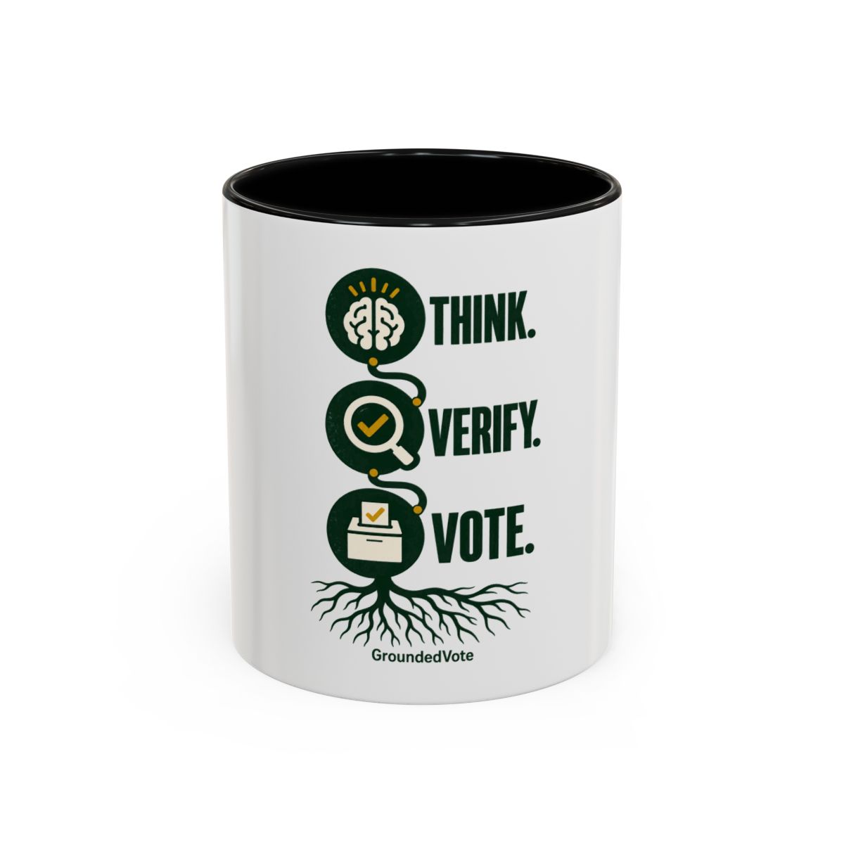 Think. Verify. Vote. Accent Mug